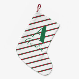 モノグラム名(緑と赤) スモールクリスマスストッキング