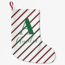 モノグラム名（緑と赤） スモールクリスマスストッキング
