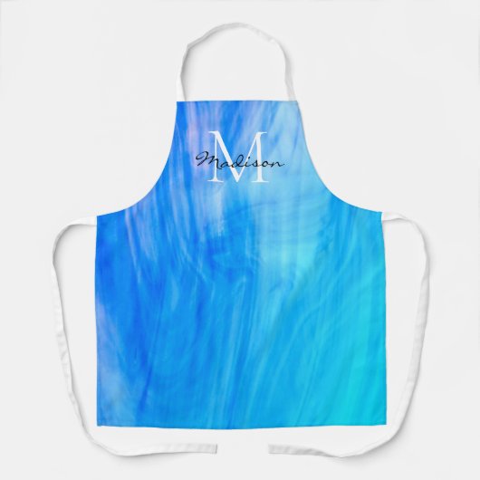 モノグラム名(青) エプロン (正面)