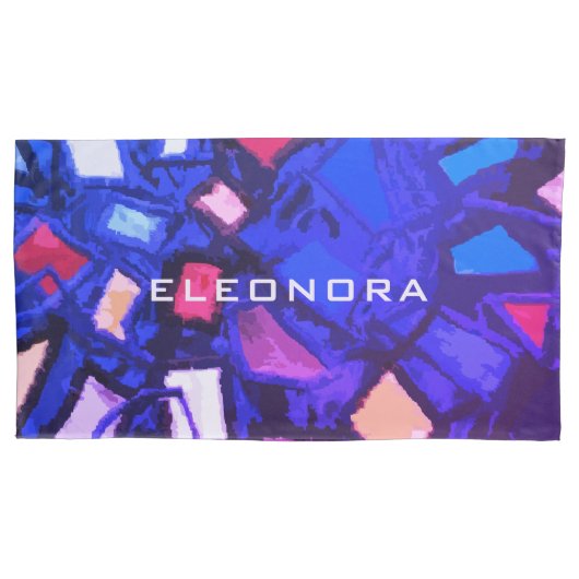 モノグラム名blue navyカラフル抽象芸術 はっきりした 枕カバー (正面左)