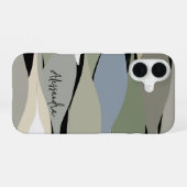 モノグラム名boho抽象芸術離れグリーンベージュ iPhone 16ケース (裏面横)