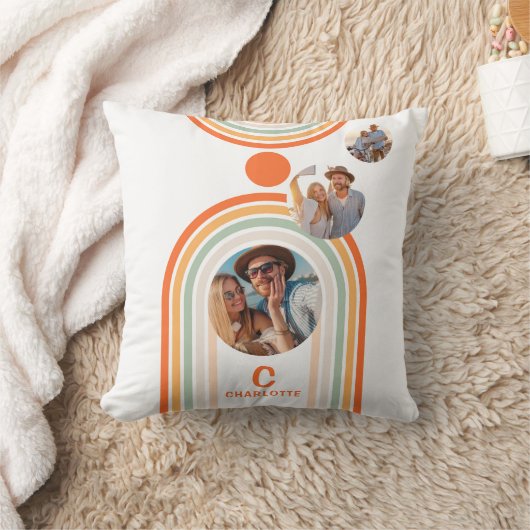 モノグラム名Boho Arch写真数々のトレンディーガーリー クッション (ブランケット)