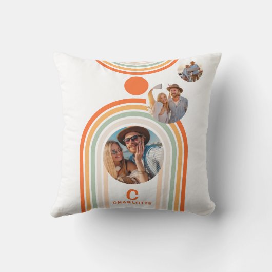 モノグラム名Boho Arch写真数々のトレンディーガーリー クッション (裏面)