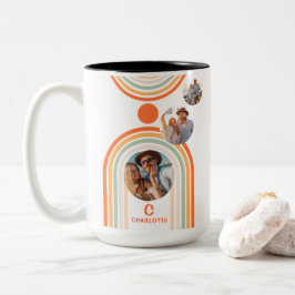 モノグラム名Boho Arch写真数々のトレンディーガーリー ツートーンマグカップ