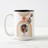 モノグラム名Boho Arch写真数々のトレンディーガーリー ツートーンマグカップ (左)