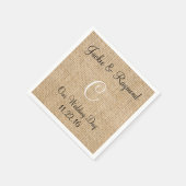 モノグラム名Date 素朴 Burlap Monogram スタンダードカクテルナプキン (角)