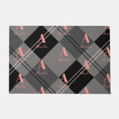 モノグラム名Plaidグレーピンク ドアマット (正面)