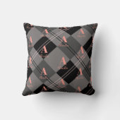 モノグラム名Plaidグレーブラックピンク クッション (裏面)