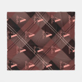 モノグラム名Plaid Burgundy Maroon フリースブランケット (正面(横))