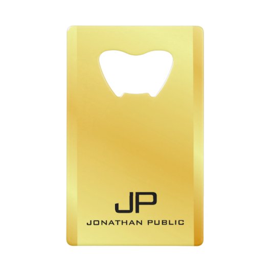 モノグラム名QRコードビジネスロゴフェイク金ゴールド クレジットカード栓抜き (正面)