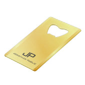 モノグラム名QRコードビジネスロゴフェイク金ゴールド クレジットカード栓抜き (正面アングル)