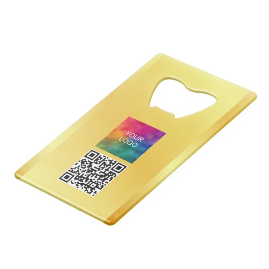 モノグラム名QRコードビジネスロゴフェイク金ゴールド クレジットカード栓抜き (裏面アングル)