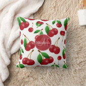 モノグラム名sweet夏期さくらんぼ パターン(の模様が)ある クッション (ブランケット)