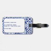 モノグラム地中海のブルー白タイル水色 ラゲッジタグ (裏面横)