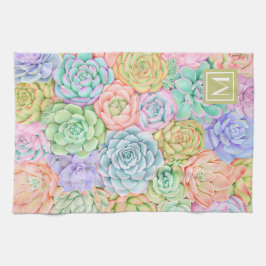 モノグラム多糖ウォーターカラーパカラフルステル キッチンタオル