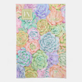 モノグラム多糖ウォーターカラーパカラフルステル キッチンタオル (縦)