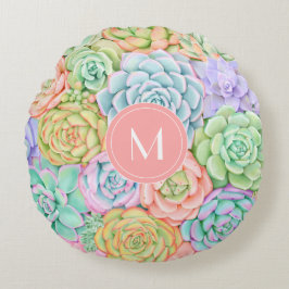 モノグラム多糖ウォーターカラーパカラフルステル ラウンドクッション