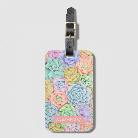 モノグラム多糖ウォーターカラーパカラフルステル ラゲッジタグ (正面縦)