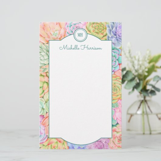 モノグラム多糖ウォーターカラーパカラフルステル 便箋 (スタンド正面)