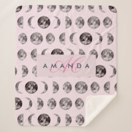 モノグラム夢お洒落の月の位相ギフト シェルパブランケット