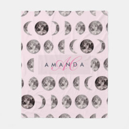モノグラム夢お洒落の月の位相ギフト フリースブランケット