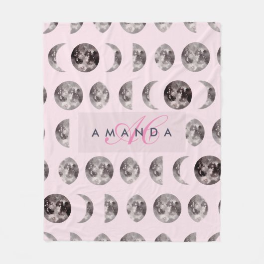 モノグラム夢お洒落の月の位相ギフト フリースブランケット (正面)