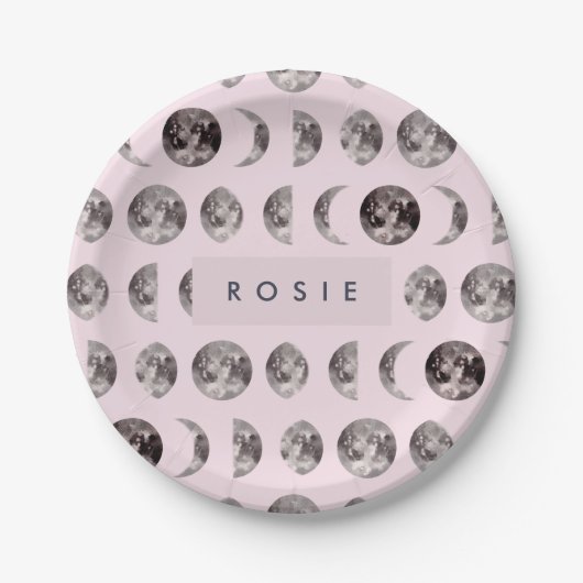 モノグラム夢お洒落の月の位相ギフト ペーパープレート (正面)