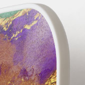 モノグラム大理石ウォーターカラーゴールドフォイルパープルピンク ピックルボールラケット (左詳細)