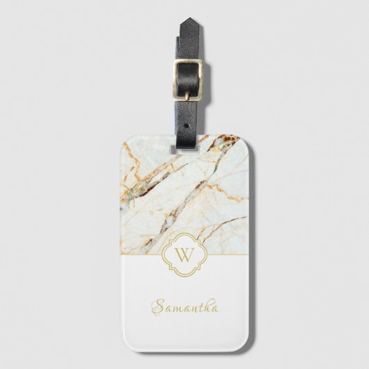 モノグラム大理石エレガント白金ゴールドラゲージタグ ラゲッジタグ (正面縦)