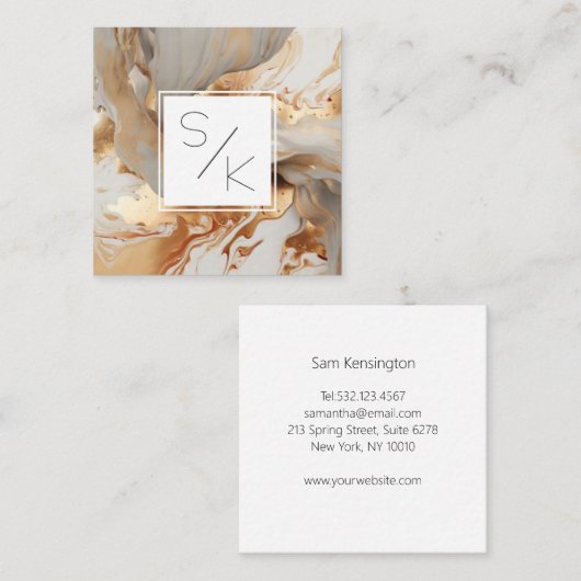 モノグラム大理石名刺 スクエア名刺 (正面/裏面)