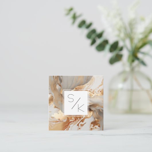 モノグラム大理石名刺 スクエア名刺 (スタンド正面)