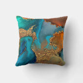 モノグラム大理石水カラー金ゴールドターコイズオレンジ クッション (裏面)