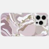 モノグラム大理石赤面ピンク抽象芸術金ゴールド白 Case-Mate iPhoneケース (裏面 (横))