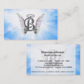 モノグラム天使の翼が付いている最初のBのアルファベットの手紙 名刺 (正面/裏面)
