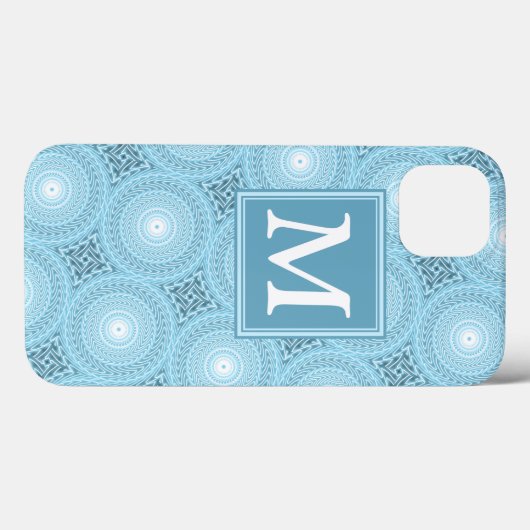 モノグラム天使の青い円のパターンCase-Mate iPho Case-Mate iPhoneケース (裏面 (横))