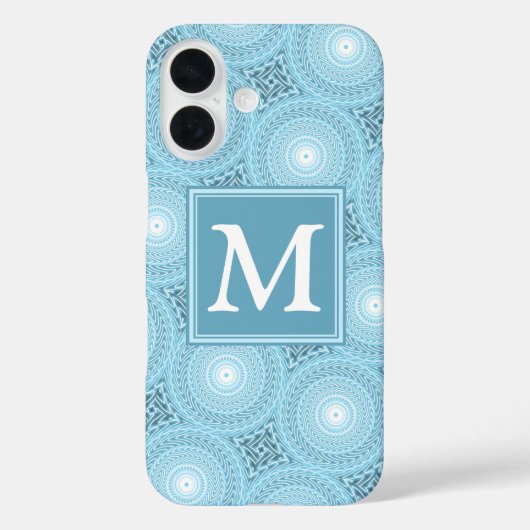 モノグラム天使の青い円パターン Case-Mate iPhoneケース (裏面)