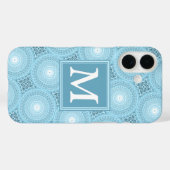 モノグラム天使の青い円パターン Case-Mate iPhoneケース (裏面 (横))