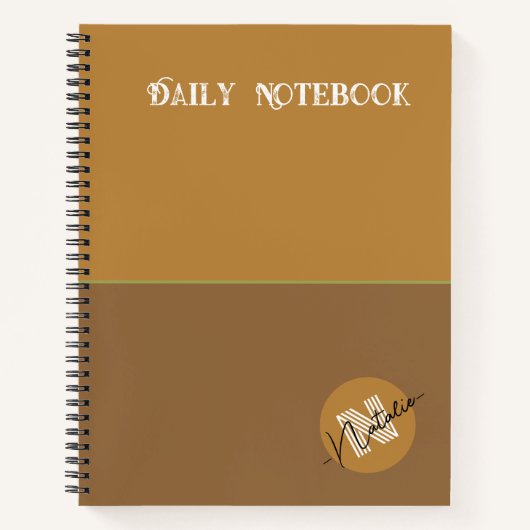 モノグラム天然木色ミニマリスト可愛い ノートブック (正面)