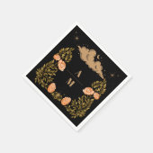 モノグラム天空の夜中ブラックスターズ結婚ズ スタンダードカクテルナプキン (角)