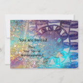 モノグラム太陽の、明るいブルーターカーゼ白黒 招待状 (裏面)