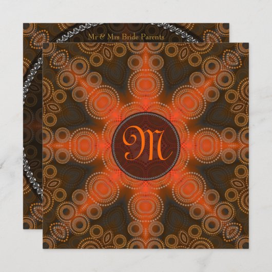 モノグラム太陽のEclipse部族結婚式招待状 招待状 (正面/裏面)