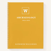 モノグラム学校教科学生イエロー名前をカスタムする ノートブック (正面)