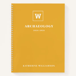 モノグラム学校教科学生イエロー名前をカスタムする ノートブック