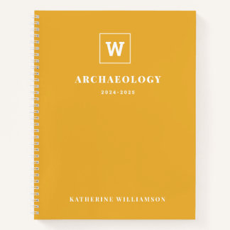 モノグラム学校教科学生イエロー名前をカスタムする ノートブック