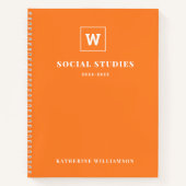 モノグラム学校教科学生オレンジ名前をカスタムする ノートブック (正面)