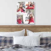 モノグラム家族フォトコラージクリスマスキープサケ キャンバスプリント (インサイチュ (寝室))