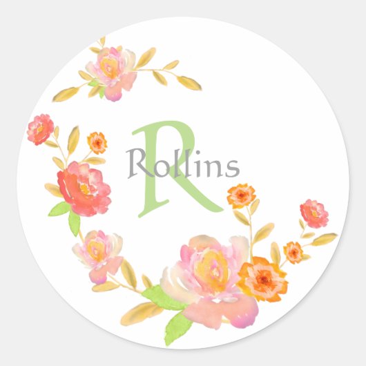 モノグラム封筒用シールとシール ラウンドシール (正面)