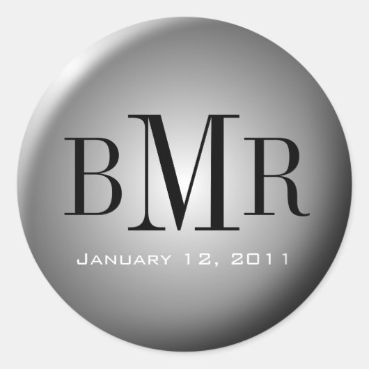 モノグラム封筒用シール::シルバー ラウンドシール (正面)