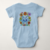 モノグラム少年の名前 – 青でかわいいクモ | ベビーボディスーツ (裏面)