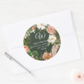 モノグラム差出人住所フォレストアイボリー牡丹フローラ ラウンドシール (封筒)